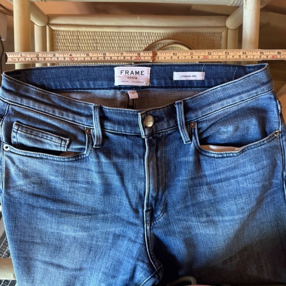 FRAME L’Homme Slim Jeans 31 Bradbury Blue Made in USA Stretch Denim - Picture 7 of 8